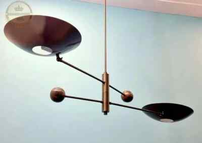 Orbitale Brass Chandelier 2 Rotating Balanced Arms Stilnovo Design Premium Lamp