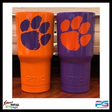 Clemson Tigers Yeti - Recubierto de polvo - Grabado láser - Vaso de acero inoxidable