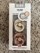 Bibs Colour Collection Natural Rubber Pacifiers 0-6 Months Sz 1 Pink/White 2 pk