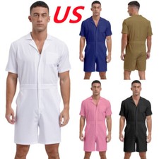 Mens Rompers Casual Shorts Jumpsuit One Piece Overall Outfits with Pockets