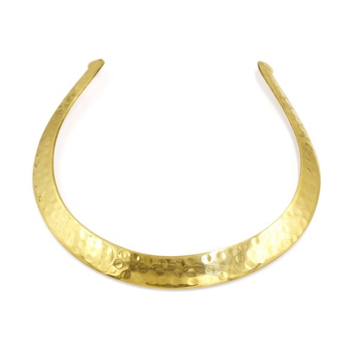 Handmade 18k Gold Plated Brass Hammered Textured Choker Necklace For Women - 第 1/6 張圖片