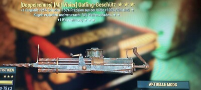Fallout 76 Grausamer-Killer PS4 und PS5 Doppelschuss Kugel explo Gatling-Geschüt