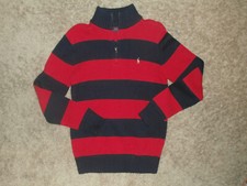 Polo Ralph Lauren-Boys Striped Quarter-Zip Sweater, size: X-Large 18-20 ,Red