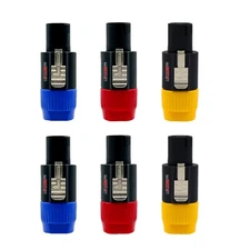 6 Pack 4 Pole Speakon Male Plug Speaker Conductor Audio Cable Connector Adapter