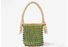 Lele Sadoughi Turquoise Sunflower Beatrix Stone Crochet Bag Trendy Fun O/S $295
