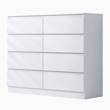 Matt White Chest of Drawers 8 Drawer Bedroom Furniture