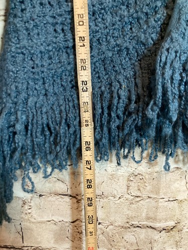 Mac & Jac Sweater Womens Small Slate Blue Wool One Button Cardigan Fringe Boho - Picture 11 of 15