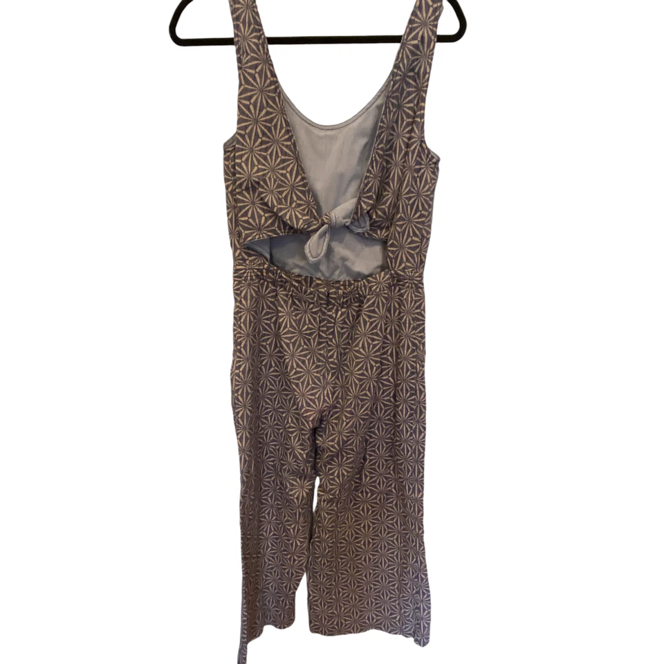 Mono Elevenses sin mangas corto lazo trasero corto pierna ancha para mujer azul beige XS Foto 2 de 4