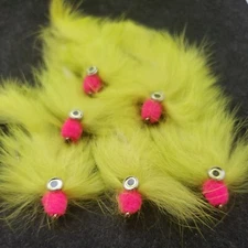 EGG SUCKING LEECH CHARTREUSE SIZE 6 FISHING FLIES CUSTOM TIED FRONTIER WEIGHTED