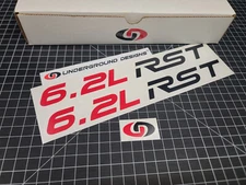 6.2L RST Decals (2pk) Rally Sport Truck Hood Stickers 2019-2025 Silverado Tahoe