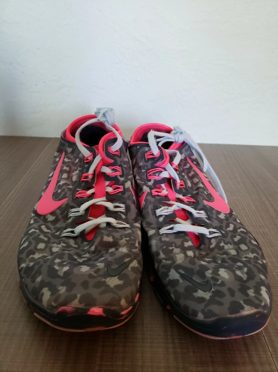Nike Free TR Connect 2 Running Shoes Gray Leopard Pink 638680 003 W Size 10