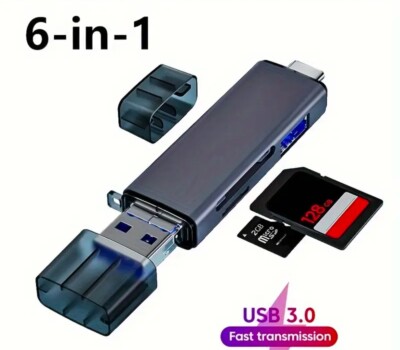 6-in-1 USB-C Typ-C SD/Micro SD/SDHC/SDXC OTG Speicherkartenleser