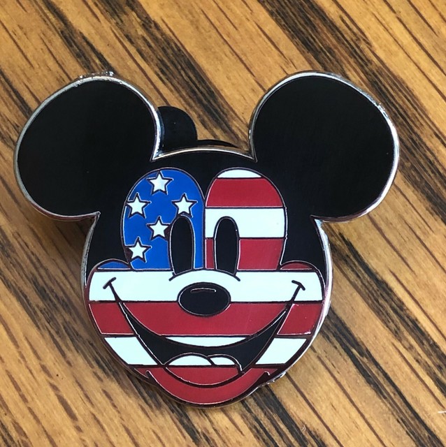 Disney Pin Mickey Mouse Head Icon Patriotic Flag USA eBay