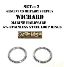 LOT OF 2 WICHARD 316L STAINLESS STEEL FORGED SAILING BOATING WEBBING RING 45MM