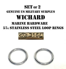 LOT OF 2 WICHARD 316L STAINLESS STEEL FORGED SAILING BOATING WEBBING RING 45MM