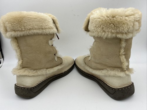 Stivali donna invernali in pelle di pecora beige BORN taglia 10 - Foto 4 di 6