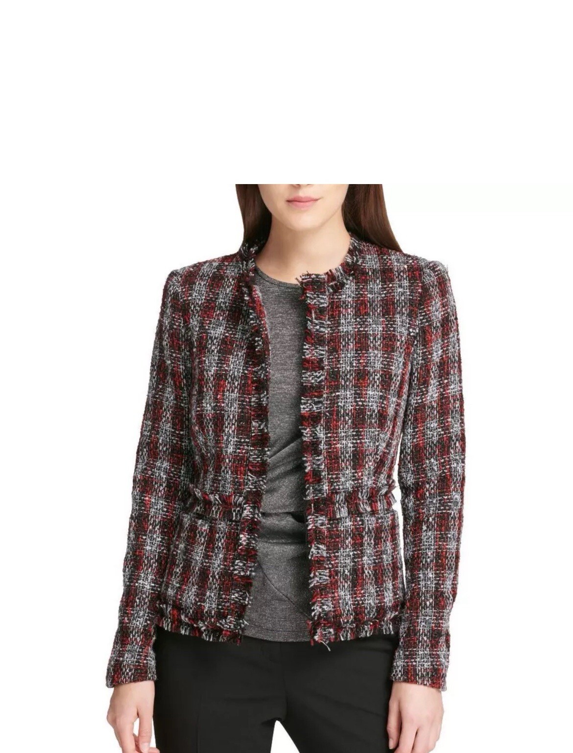 DKNY Women’s Basic Classic Blazer  Tweed Plaid Ja… - image 6