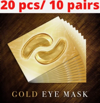 GLOBAL 20 Pcs Under Eye Crystal Collagen Gel Pad Gold 24k Face Mask Anti Aging Wrinkle