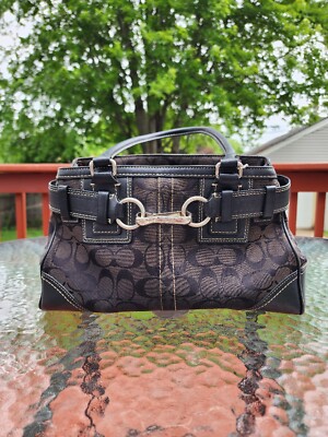 Coach Hampton Signature Carryall Satchel Purse Black #E06Q-10245