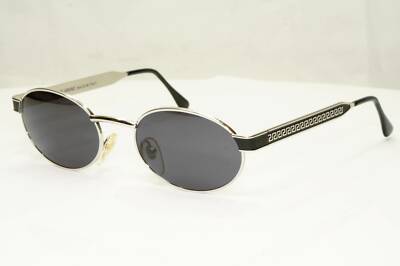 Gianni Versace 1996 Vintage Silver Black Oval Metal Sunglasses MOD