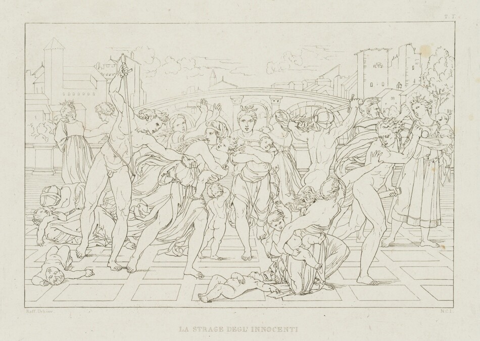 Monogramm NC (19.Jhd) nach RAFFAEL (*1483), Bethlehemitischer Kindermord, Rad.