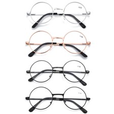 4 Pairs Round Reading Glasses Metal Readers Vintage Mens Womens 1.00  4.00