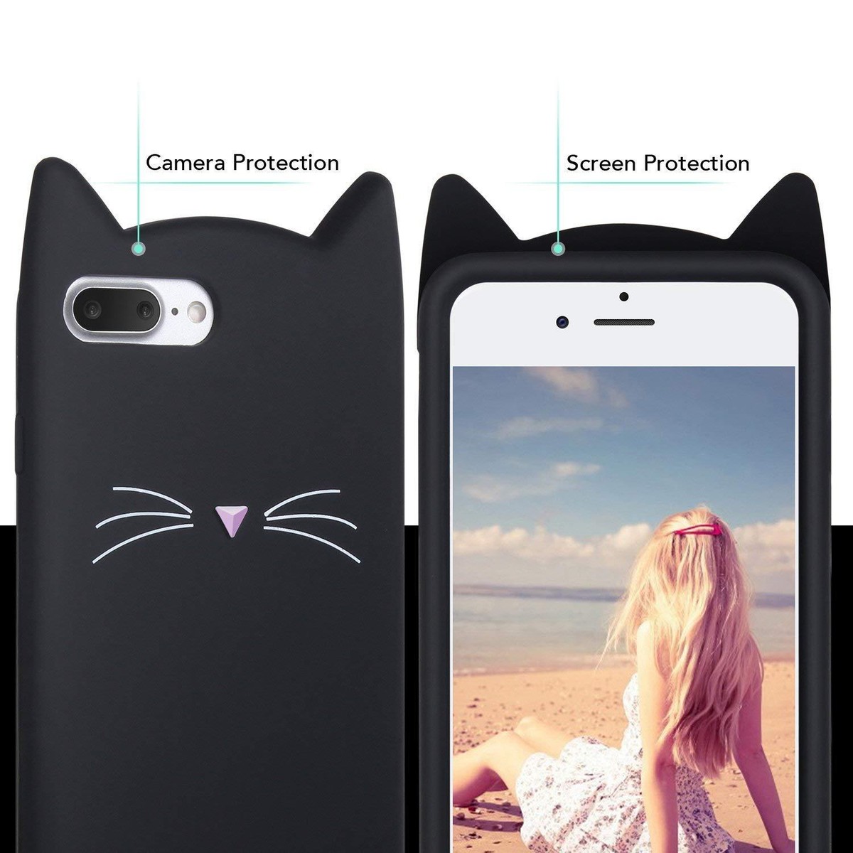 for iPhone 8+ Plus - Soft Silicone Rubber Case Cover Black for iPhone 8+ Plus - Soft Silicone Rubber Case Cover Black