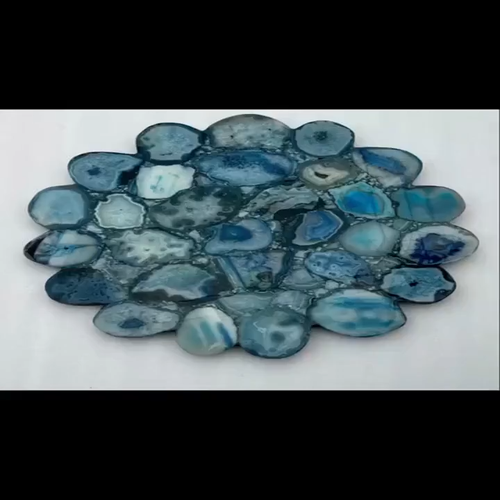 48"x24" Blue Agate Stone Coffee & Dining Table Agate Gemstone Countertop Decors - Video 1 of 1