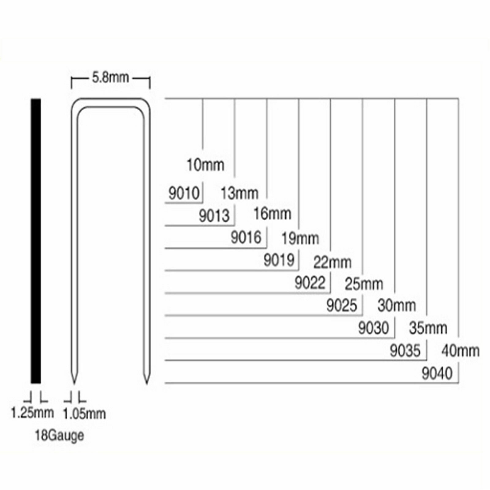 18Ga 90 1/4 Narrow crown Staples Fine Wire Nails for air nailer Stapler