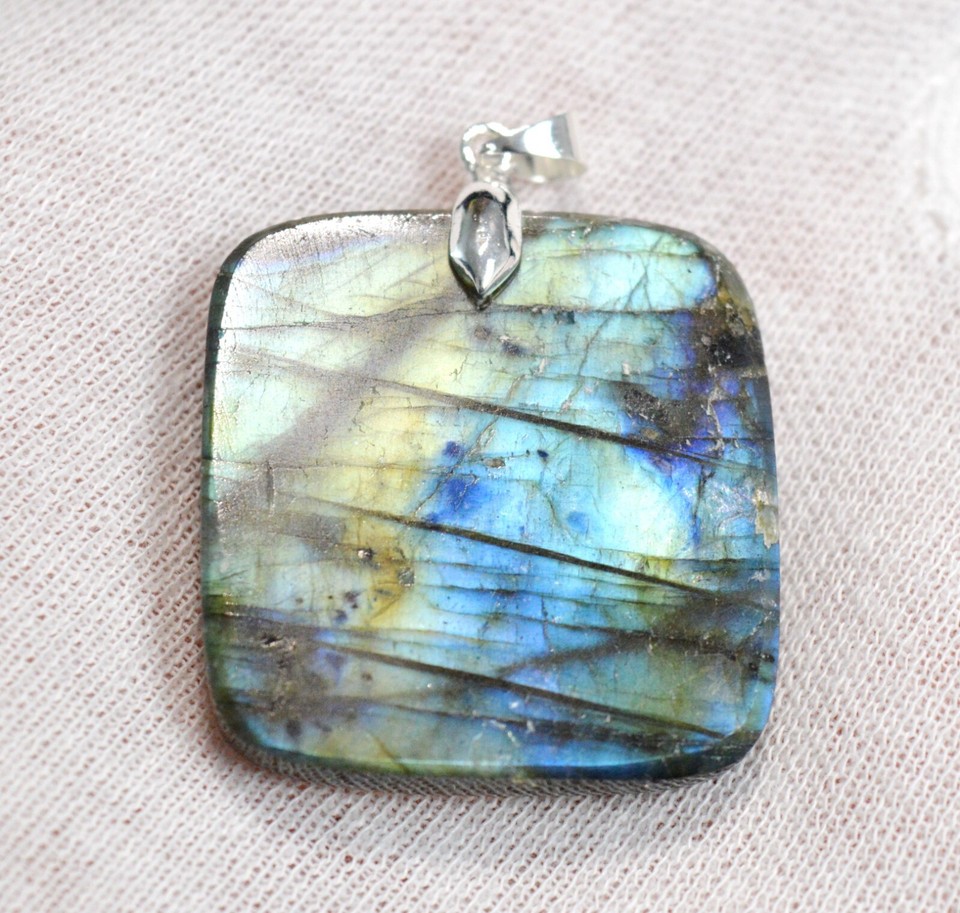 Bracciale Pietre Naturali Labradorite – Frammenti Grezzi Blu E Verdi, Elastico, Fatto A Mano - 3