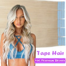 CLEARANCE Tape In 100% Real Remy Human Hair Extensions Skin Weft Full Head 60pcs