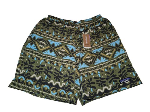Patagonia Baggies 7 Inseam Shorts Mens Small Blue White Geometric