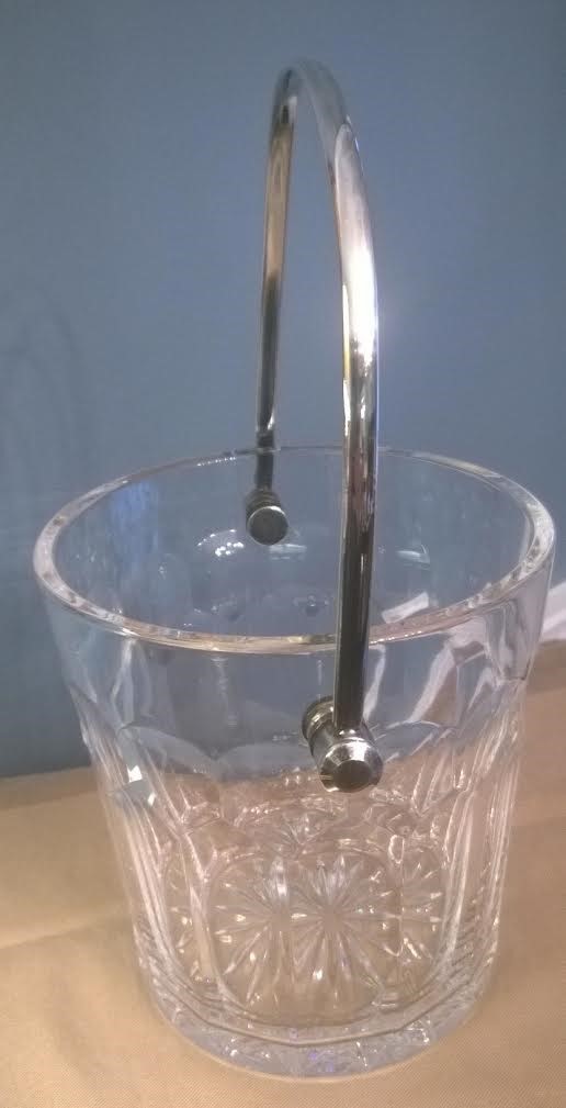 WATERFORD CRYSTAL ICE BUCKET VINTAGE SILVER HANDLE 5 ¼ IN GREAT