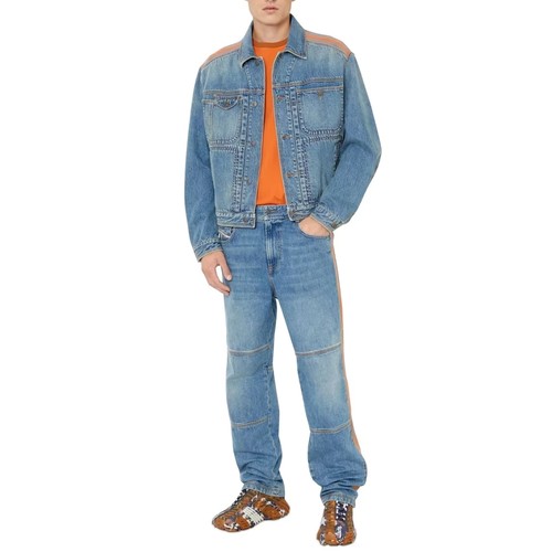 DIESEL D BAS 0EIAW Mens Trucker Jacket Long Sleeve Cotton Denim Jacket Blue NEW - Picture 6 of 6