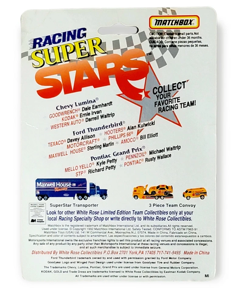 De colección 1992 Rusty Wallace Matchbox Racing Superstars Pontiac #2 DieCast Car Nuevo Foto 3 de 3