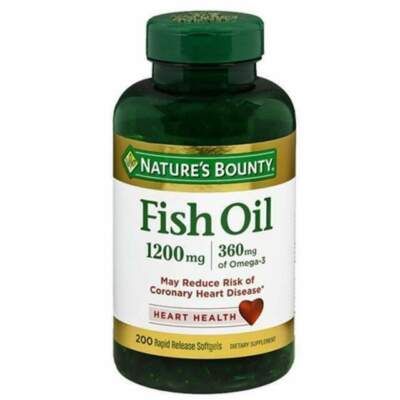 Nature's Bounty Fish Oil Heart Health 1200 Mg 360 Mg Omega-3 200 Ct EXP 05/2027