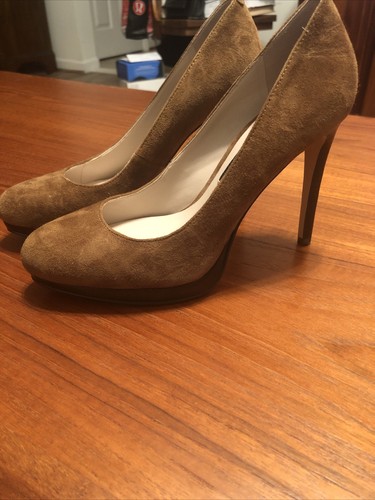 Nine West Round-Toe Pumps Heels Brown Suede Shoes Size 5/35 - Afbeelding 1 van 4