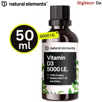 Vitamin D3 5000 IE flüssig 50ml - 5.000 IE pro Tropfen - 1700 Tropfen