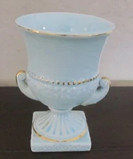Mini Miniature Blue Trophy Vase w/ Gold Trim JW Japan 4.25"
