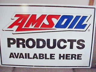 Insegna Pubblicitaria Vintage Metallo 2 Lati Amsoil Gasolio Grande Metal Dealer 36X24 AMZOIL