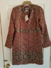 Indigo Moon Long Jacket Sz Xs - Purple Silk & Embroidery Fabulous - Bust 38" Nwt