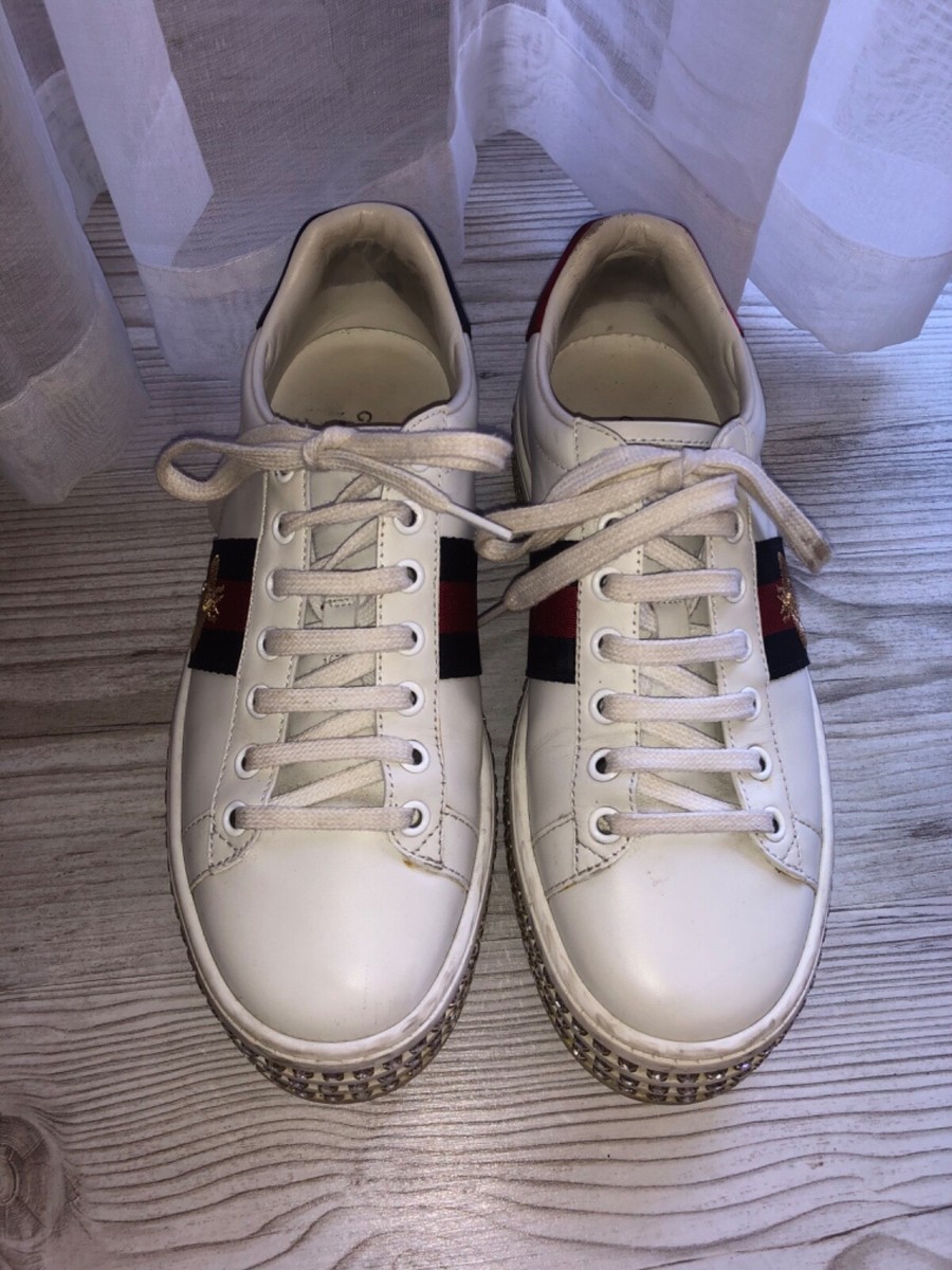 gucci ace sneaker plateau schuhe damen glitzer strass steine damen