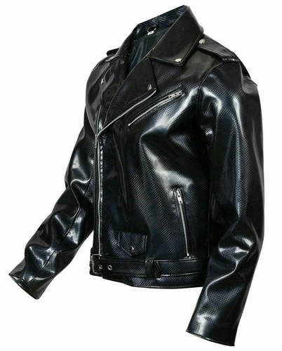 Gothic handmade Gothic Moto Black PVC Vinyl Jacket Stylish Men Motorcycle Jacket - 第 2/5 張圖片