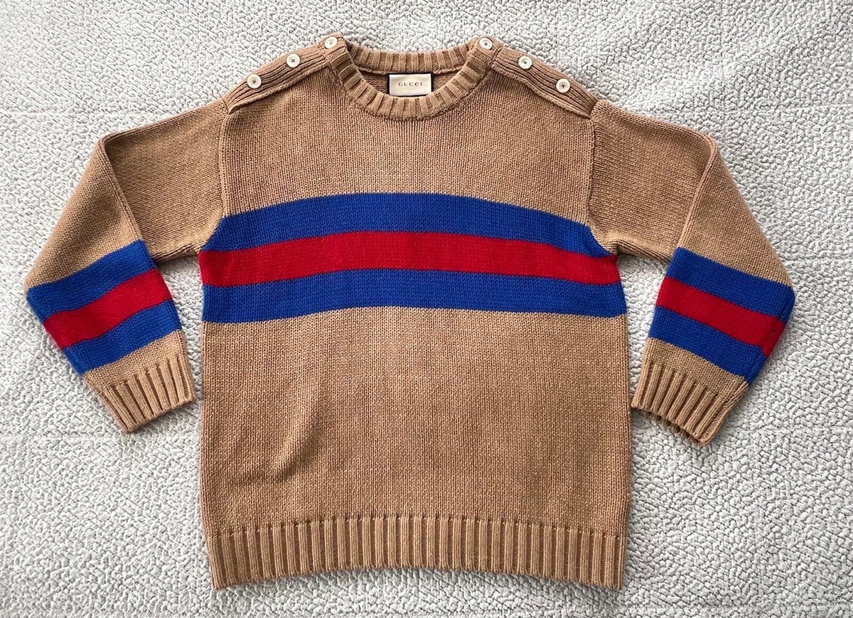GUCCI BROWN SWEATER STRIPED WOOL-BLEND JUMPER SIZE L | eBay