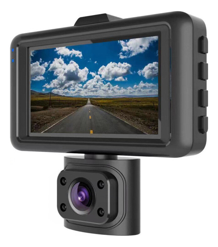 HD night vision 3-inch driving recorder three-lens 360-degree