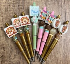 Custom beaded pens Pray. Forgiven. God. Believe. Gifts, Journal, Basket filler.