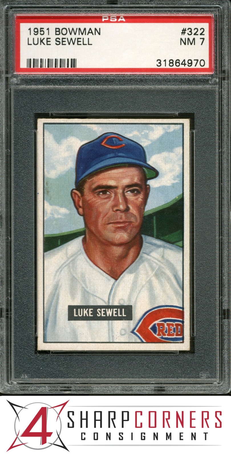 1951 BOWMAN #322 LUKE SEWELL REDS PSA 7