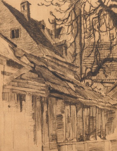 Hans Müller-Schnuttenbach 1889-1973 Rosenheim / Radierung Häuserwinkel Schwaben - Bild 12 von 14
