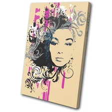 Fashion Abstract Girl Design SINGLE CANVAS WALL ART Picture Print VA