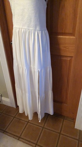 MEROKEETY White 1-shoulder Smocked Tiered Midi/ Maxi Dress Size XL NWT - 第 4/10 張圖片